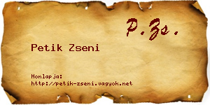 Petik Zseni névjegykártya